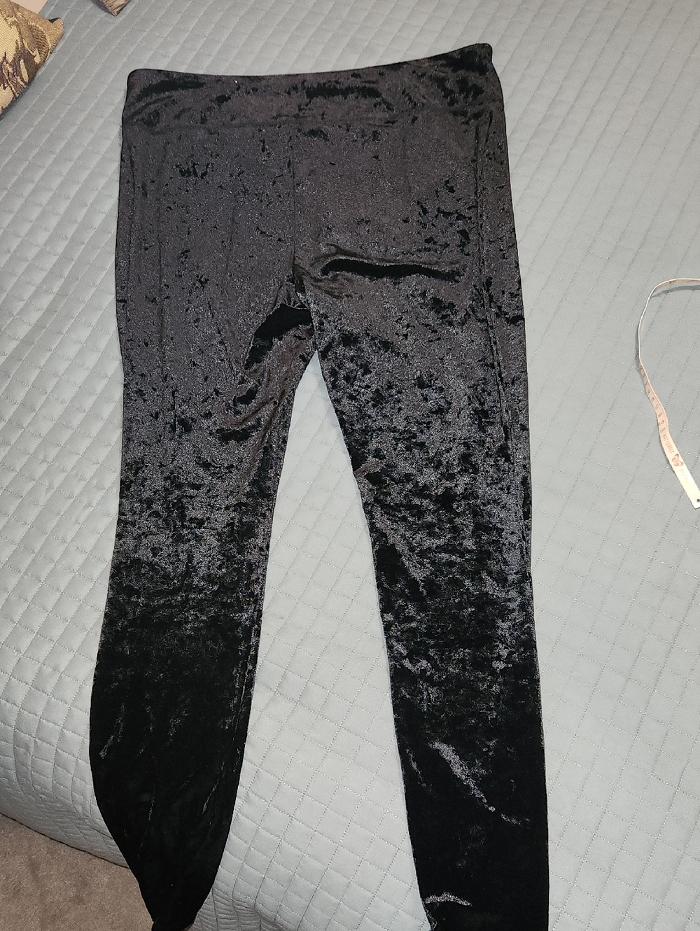 Black Crushed Velvet Ladies Leggings
